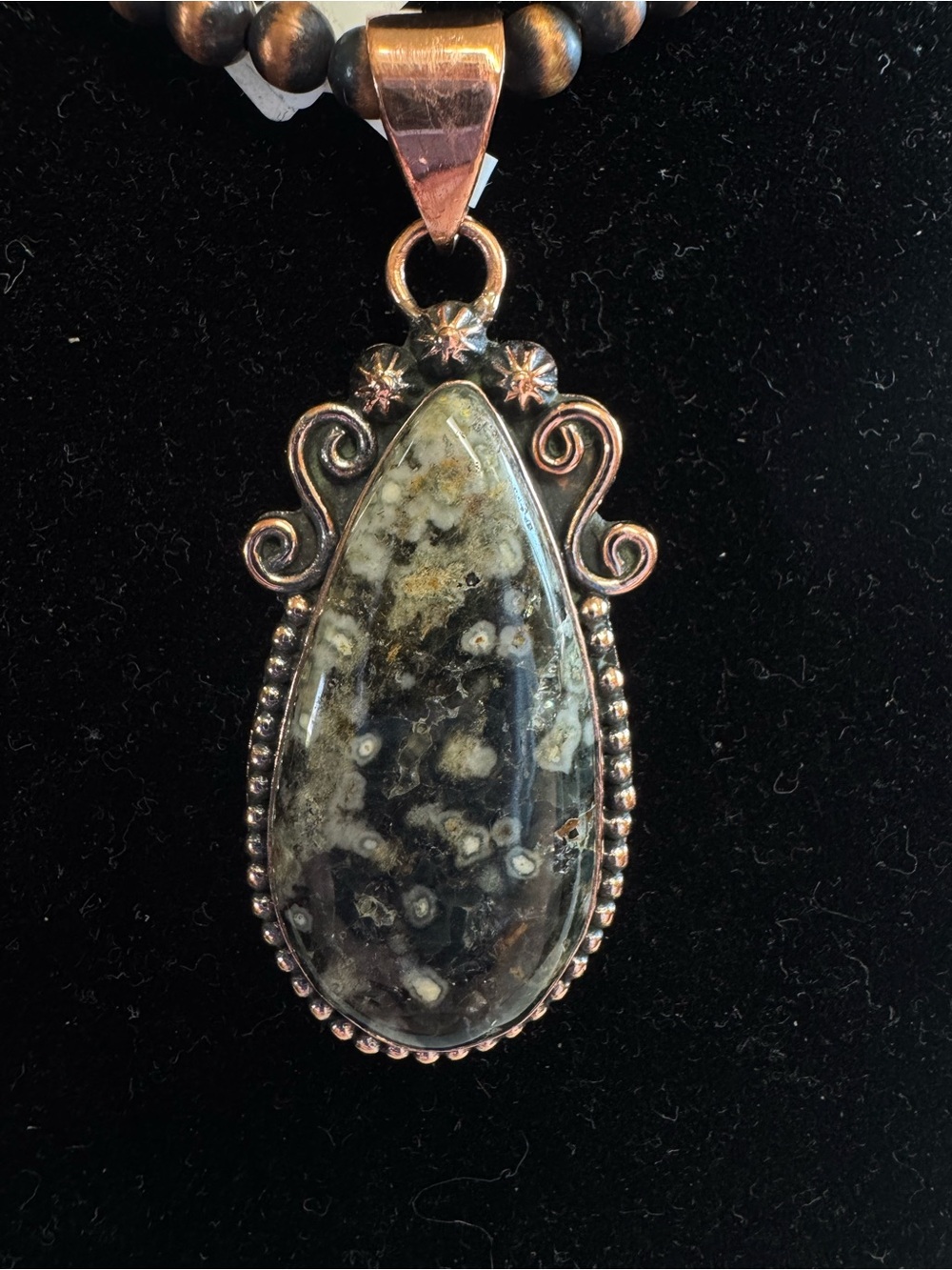 Ocean Jasper COPPER Teardrop Gemstone Pendant